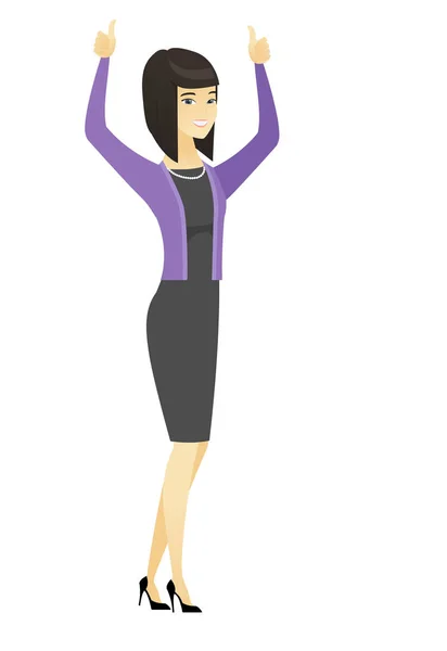 Donna d'affari in piedi con le braccia alzate . — Vettoriale Stock