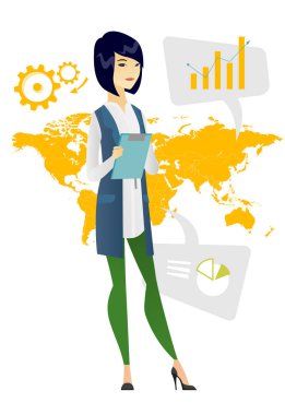 Küresel işinde çalışan iş kadını.