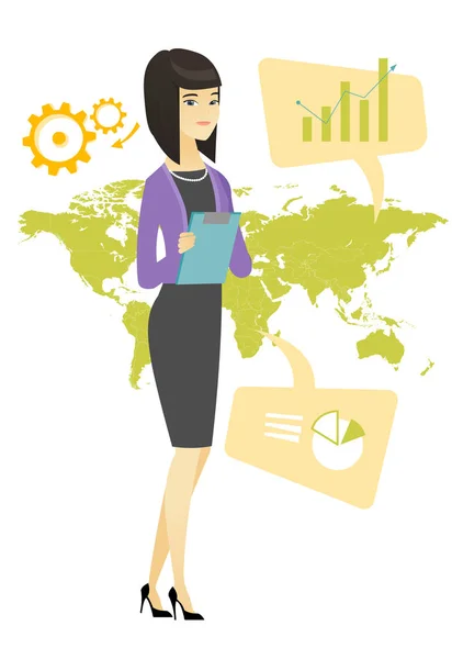 Business woman working in global business. — Stock Vector