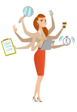 İş kadını Multitasking ile başa çıkma.