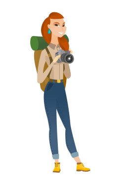 Beyaz doğa fotoğrafçısı ile dijital fotoğraf makinesi.