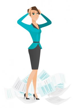 Yapmak için stresli iş kadını iş sahip.