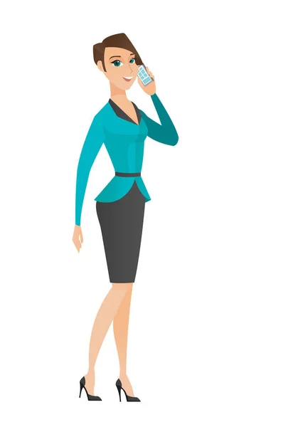 Femme d'affaires parlant sur un téléphone mobile . — Image vectorielle