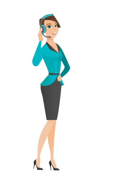 Customer service operator in headset. — Stock Vector