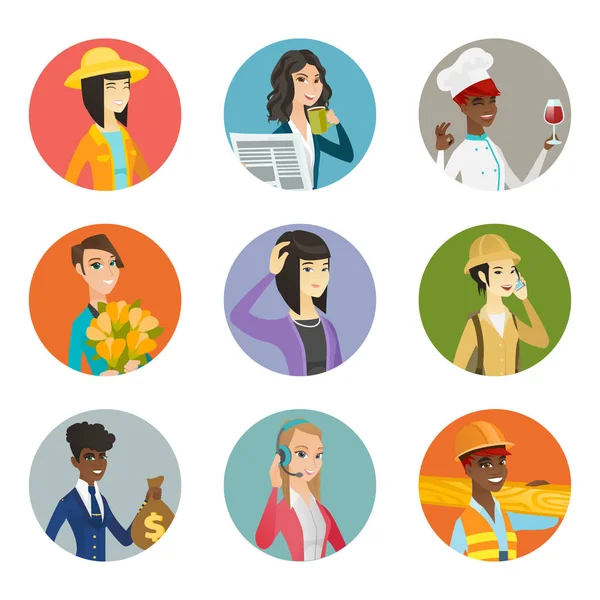 Vector set of characters of different professions. — Stock Vector