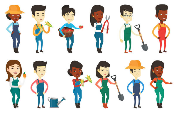 Комплект сельскохозяйственных иллюстраций с фермерами
.