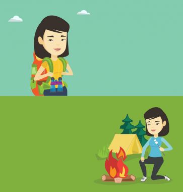 İki afiş metin için yer ile seyahat.