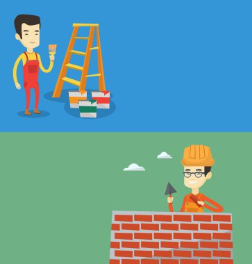 İki inşaat afiş metin için yer ile.