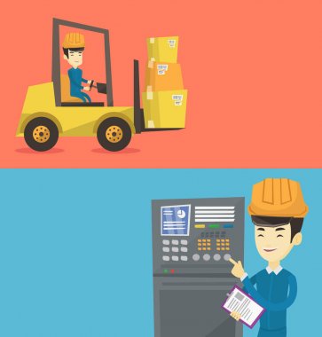 Metin için yer ile iki endüstriyel afiş.