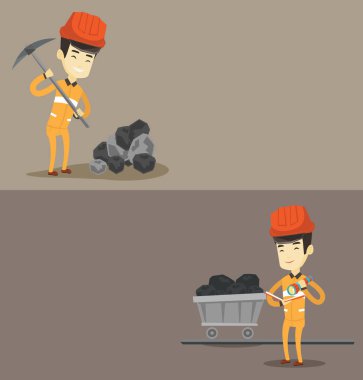 Metin için yer ile iki endüstriyel afiş.