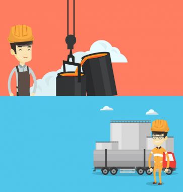 Metin için yer ile iki endüstriyel afiş.