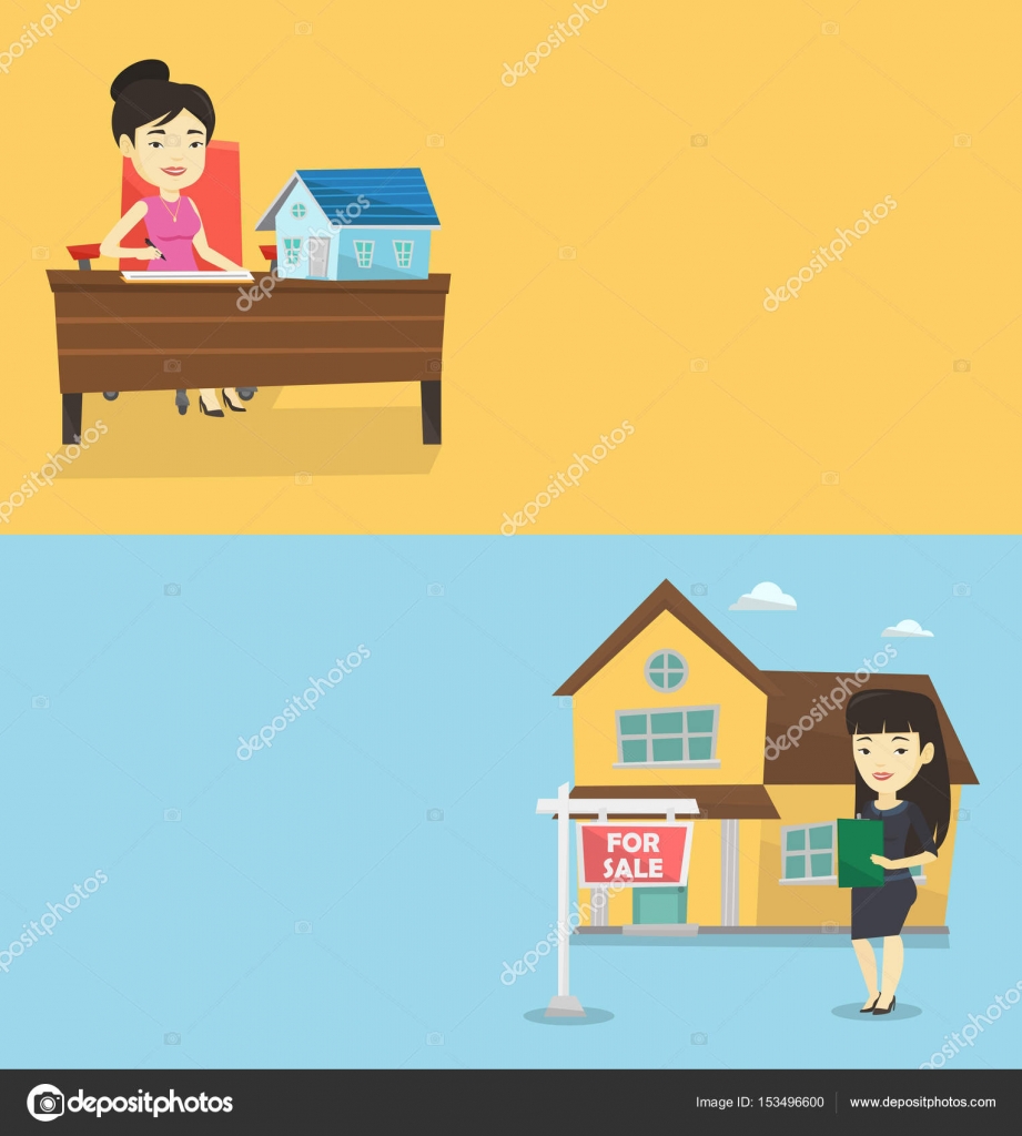 two real estate banners with space for text stock vector