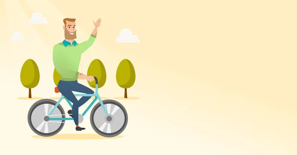 Jonge man rijden fiets vectorillustratie. — Stockvector