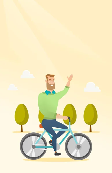 Jonge man rijden fiets vectorillustratie. — Stockvector