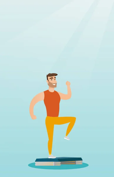 Man exercising on steeper vector illustration. — Stock Vector