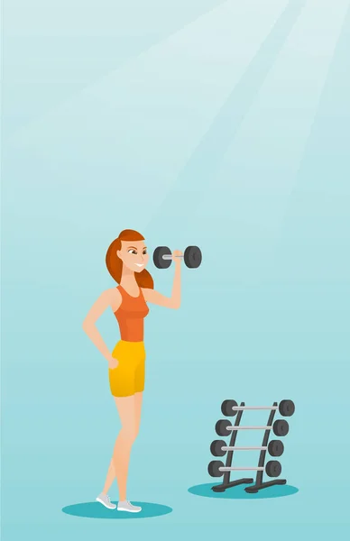 Woman lifting dumbbell vector illustration. — Stock Vector