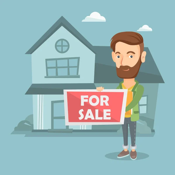 Fastighetsmäklare erbjuder hus. — Stock vektor