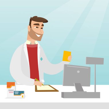 Eczacı bir reçete yazma.