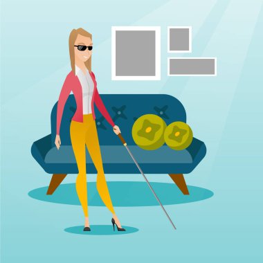 Kör kadın ile bir sopa vektör çizim.