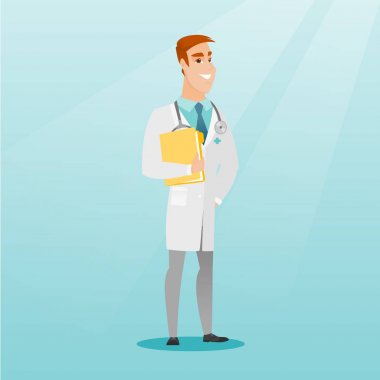 Bir stetoskop ve bir dosya ile dost doktor.