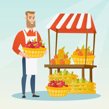 Sokak satıcı meyve ve sebze ile.