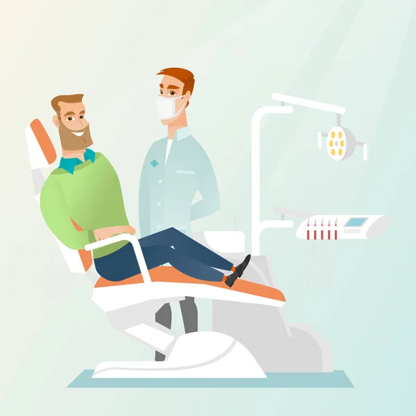 Patient and doctor in the dentist office. — Stock Vector