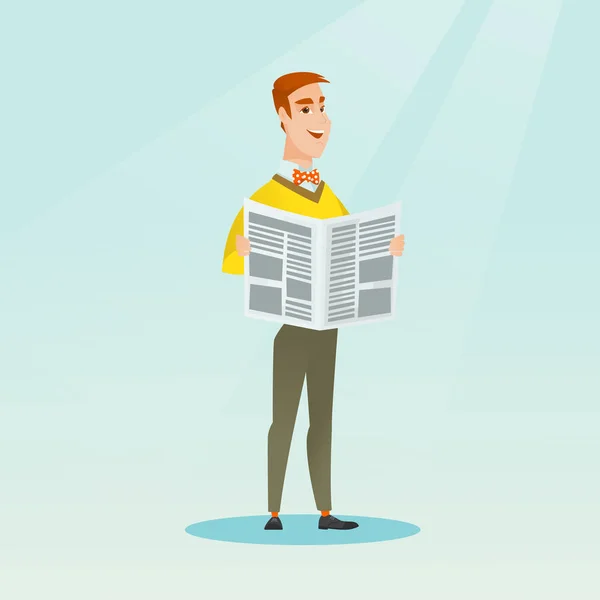 Man reading a newspaper vector illustration. — Stock Vector