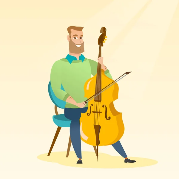 Hombre tocando el cello vector ilustración . — Vector de stock