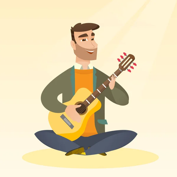 Homme jouant de la guitare acoustique . — Image vectorielle