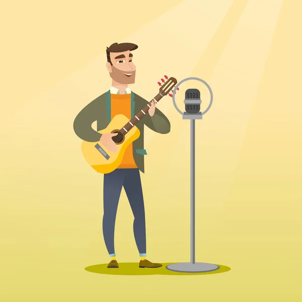 Man singing into a microphone. — Stock Vector