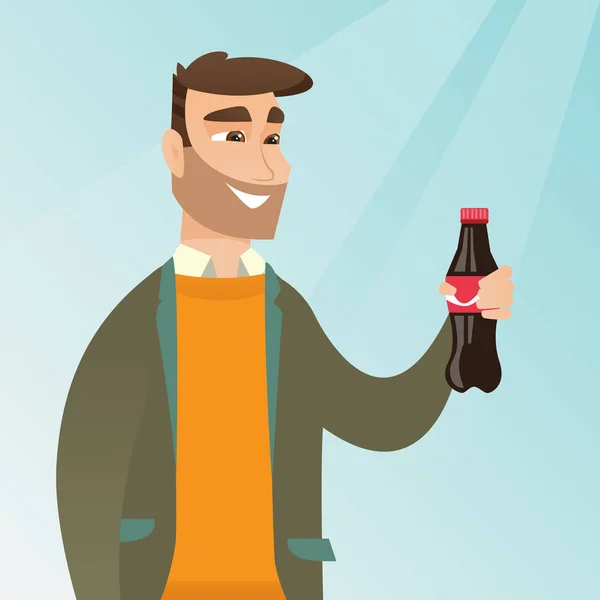 Joven beber soda vector ilustración . — Archivo Imágenes Vectoriales