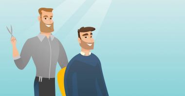 Kuaför Saç kesimi için genç adam yapma.