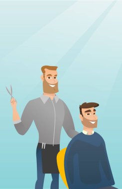 Kuaför Saç kesimi için genç adam yapma.