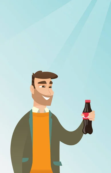 Jeune homme buvant du soda illustration vectorielle . — Image vectorielle