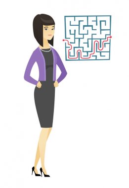 Labirent çözüm arayan iş kadın
