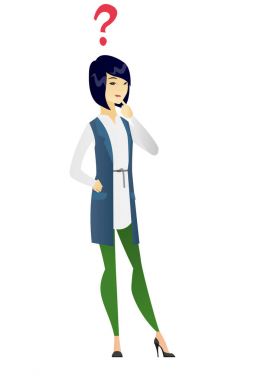 Düşünme iş kadını soru işareti ile.