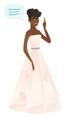 Genç Afrikalı-Amerikalı nişanlısı ile konuşma balonu.