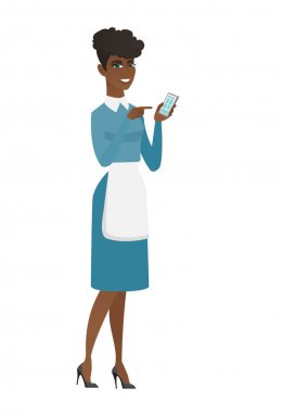 Bir cep telefonu tutan Afrika süpürge.