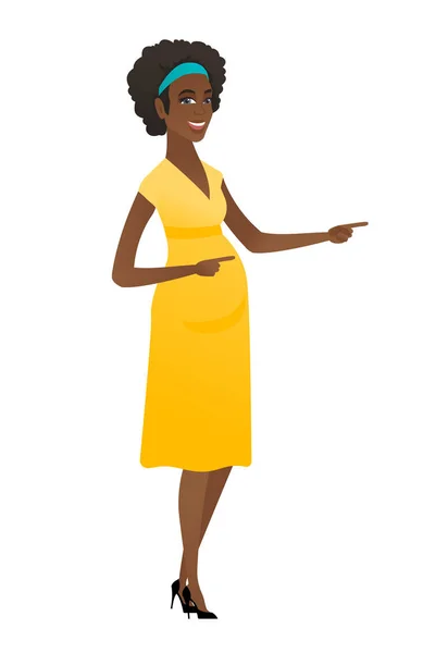 Femme enceinte africaine pointant vers le côté . — Image vectorielle