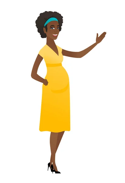 Femme enceinte africaine montrant une direction . — Image vectorielle