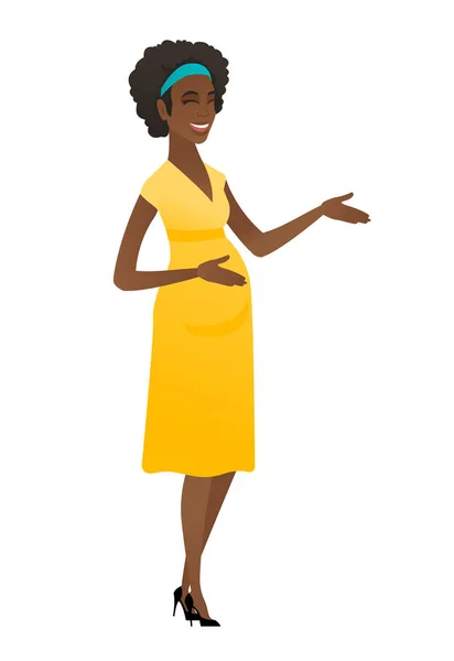 Young african-american pregnant woman gesturing. — Stock Vector