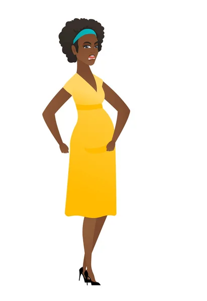Afro-amerikai dühös terhes nő sikoltozik. — Stock Vector