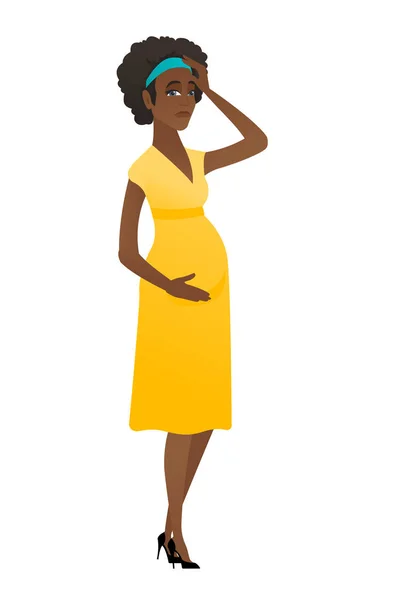 Νεαρή έγκυος γυναίκα έχοντας πονοκέφαλος. — Διανυσματικό Αρχείο