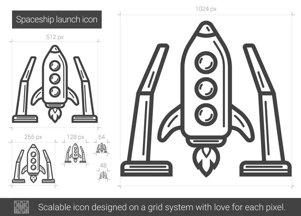 Spaceship launch line icon. — Stock Vector