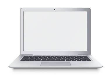 Beyaz arka plan üzerinde izole gerçekçi vektör dizüstü ultrabook.