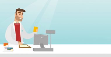 Eczacı bir reçete yazma.