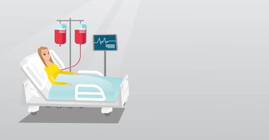 Hastane yatak vektör çizim içinde yatan adam.