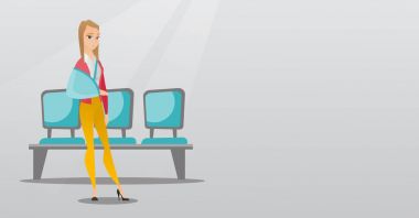 Yaralı adam kırık kol vektör çizim ile.