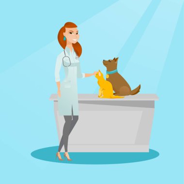 Köpekler vektör çizim inceleyerek veteriner.