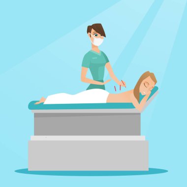 Akupunktur Uzmanı Doktor yapma akupunktur tedavisi.